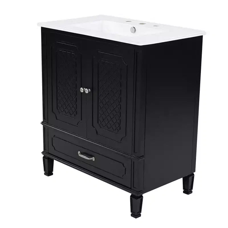 Mobile bagno con doppio lavabo da 150 cm, autoportante, per 2 persone – Nero / Verde scuro