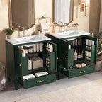 Mobile bagno con doppio lavabo da 150 cm, autoportante, per 2 persone – Nero / Verde scuro