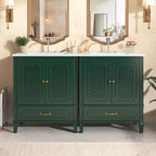 Mobile bagno con doppio lavabo da 150 cm, autoportante, per 2 persone – Nero / Verde scuro