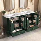Mobile bagno con doppio lavabo da 150 cm, autoportante, per 2 persone – Nero / Verde scuro