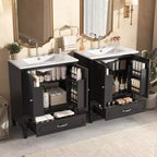 Mobile bagno con doppio lavabo da 150 cm, autoportante, per 2 persone – Nero / Verde scuro