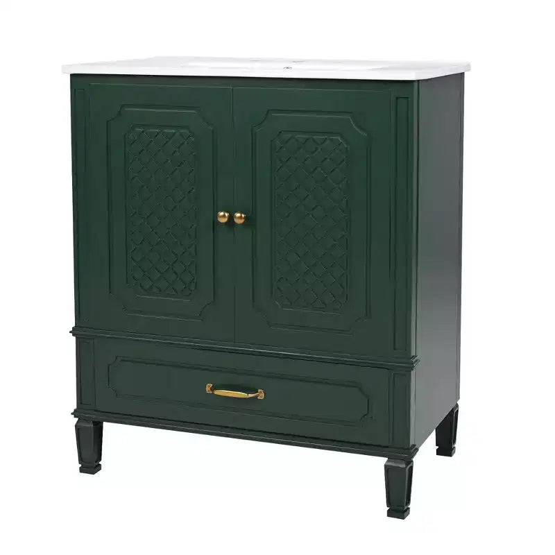 Mobile bagno con doppio lavabo da 150 cm, autoportante, per 2 persone – Nero / Verde scuro
