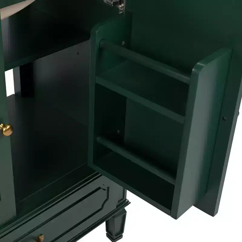 Mobile bagno con doppio lavabo da 150 cm, autoportante, per 2 persone – Nero / Verde scuro