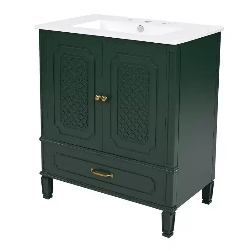 Mobile bagno con doppio lavabo da 150 cm, autoportante, per 2 persone – Nero / Verde scuro