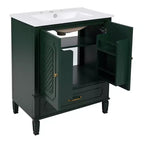 Mobile bagno con doppio lavabo da 150 cm, autoportante, per 2 persone – Nero / Verde scuro