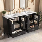 Mobile bagno con doppio lavabo da 150 cm, autoportante, per 2 persone – Nero / Verde scuro