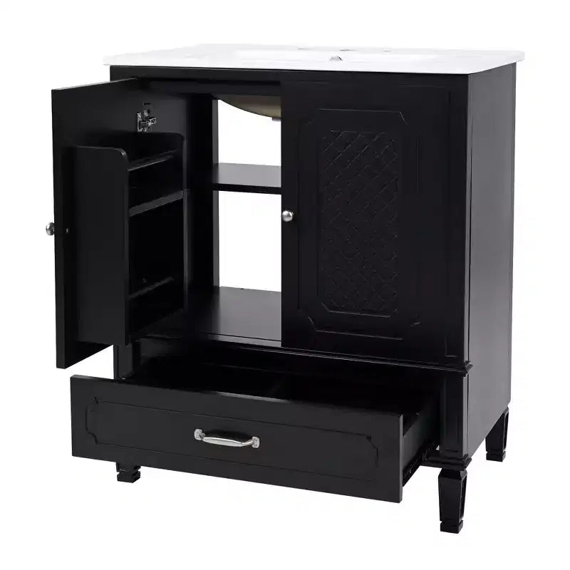 Mobile bagno con doppio lavabo da 150 cm, autoportante, per 2 persone – Nero / Verde scuro