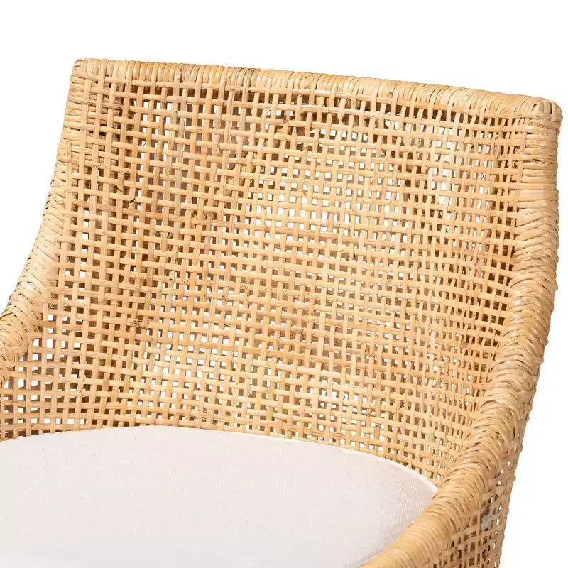 Sgabello da bar in rattan marrone/bianco naturale, stile bohémien, 1 posto