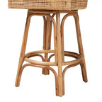 Sgabello da bar in rattan marrone/bianco naturale, stile bohémien, 1 posto