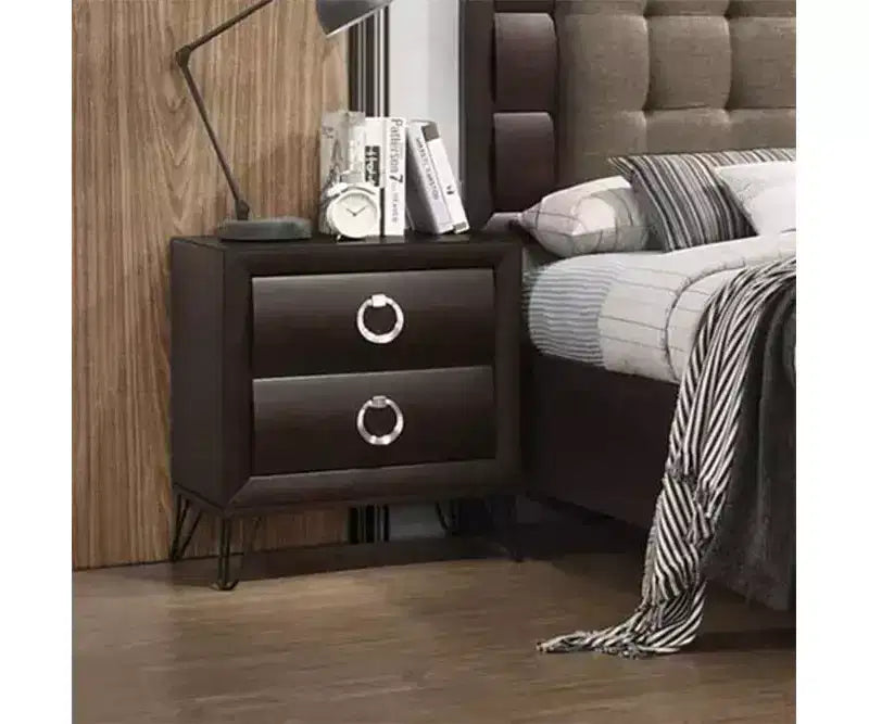 Comodino a 2 cassetti Marrone Scuro, Singolo