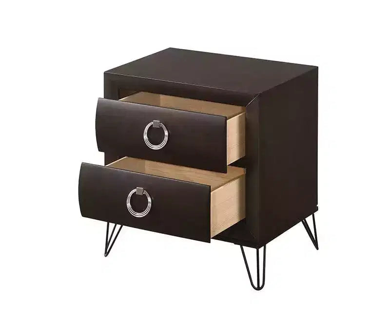Comodino a 2 cassetti Marrone Scuro, Singolo