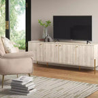 Mobile TV 4 ante effetto legno chiaro per TV fino a 60", ferramenta color oro