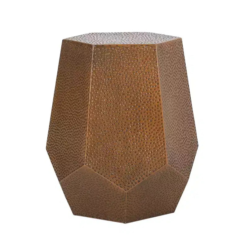 Pamsha Modern Hammered Iron Geometric Brushed Antique Side Table Bronze - Christopher Knight Home: No Assembly, Stain & Scratch Resistant