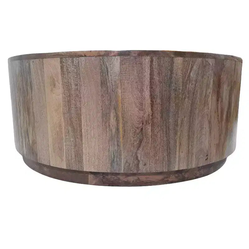 Tavolino da Caffè Rotondo da 42" – Naturale / Bianco, Legno di Mango