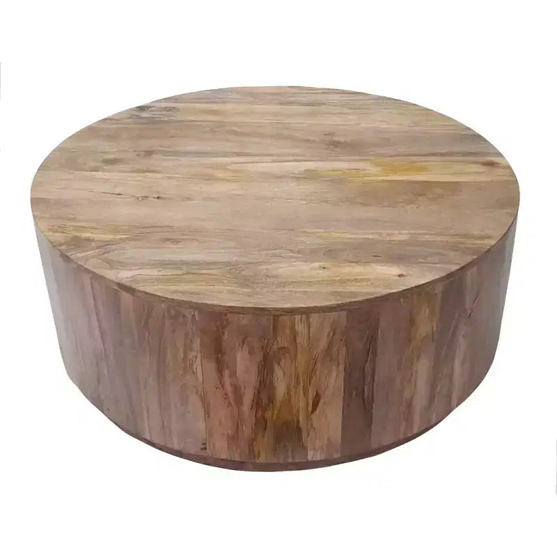 Tavolino da Caffè Rotondo da 42" – Naturale / Bianco, Legno di Mango