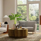 Tavolino da Caffè Rotondo da 42" – Naturale / Bianco, Legno di Mango