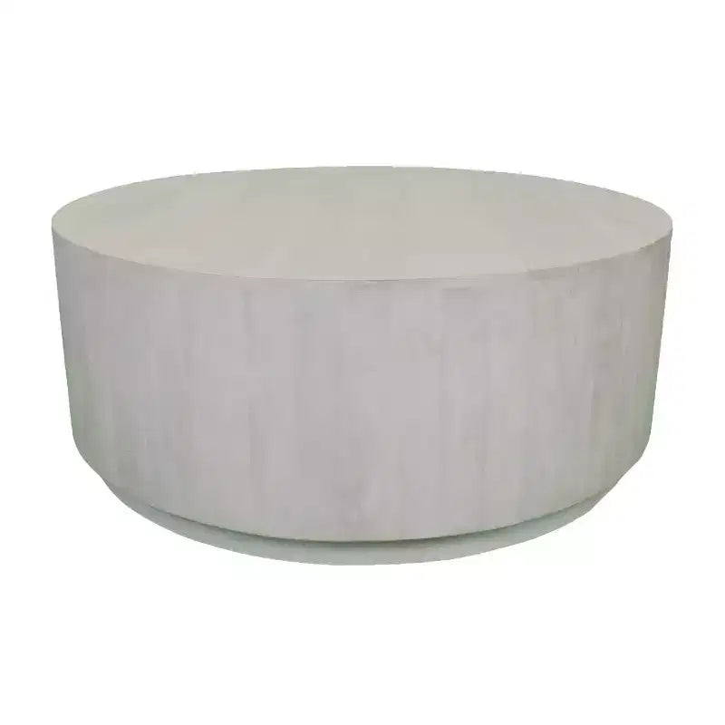 Tavolino da Caffè Rotondo da 42" – Naturale / Bianco, Legno di Mango