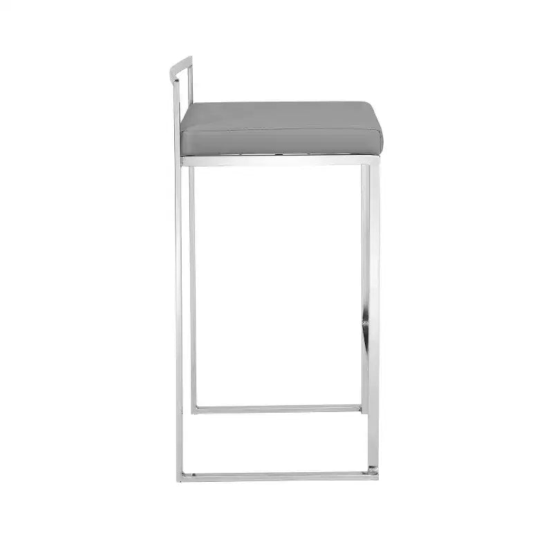 Sgabello da banco senza braccioli in ecopelle con schienale basso, 1 posto