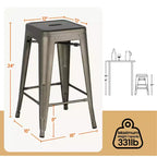 Sgabelli da Bar Senza Schienale Quadrati in Metallo Nero/Bianco, Set da 4 (Posti a sedere: 4)