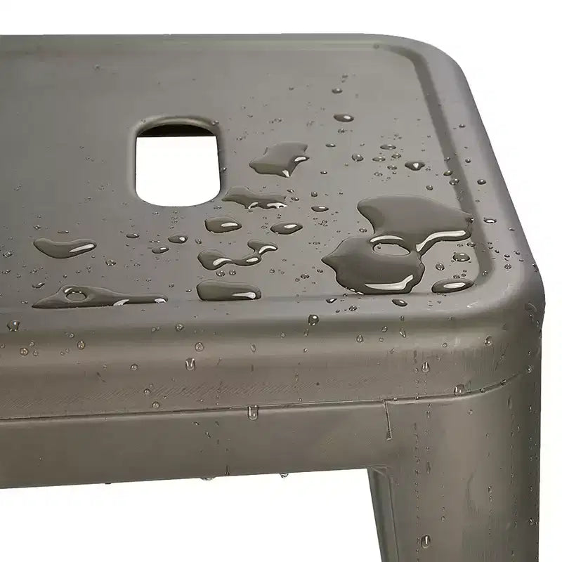 Sgabelli da Bar Senza Schienale Quadrati in Metallo Nero/Bianco, Set da 4 (Posti a sedere: 4)