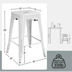 Sgabelli da Bar Senza Schienale Quadrati in Metallo Nero/Bianco, Set da 4 (Posti a sedere: 4)