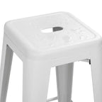 Sgabelli da Bar Senza Schienale Quadrati in Metallo Nero/Bianco, Set da 4 (Posti a sedere: 4)