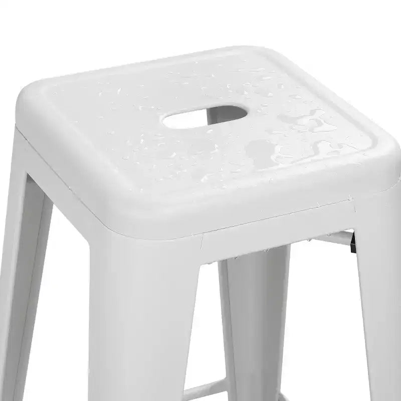 Sgabelli da Bar Senza Schienale Quadrati in Metallo Nero/Bianco, Set da 4 (Posti a sedere: 4)