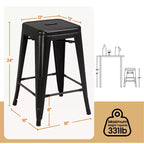 Sgabelli da Bar Senza Schienale Quadrati in Metallo Nero/Bianco, Set da 4 (Posti a sedere: 4)