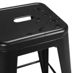 Sgabelli da Bar Senza Schienale Quadrati in Metallo Nero/Bianco, Set da 4 (Posti a sedere: 4)