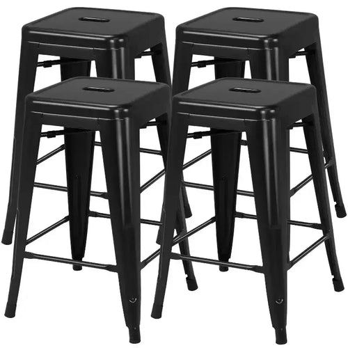 Yaheetech 24 Set of 4 Metal Counter Height Backless Stackable Bar Stools Indoor/Outdoor