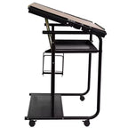 Tavolo da disegno regolabile nero con rotelle, 1 persona