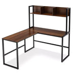 Scrivania angolare a L da 55'' con credenza, Teak/Noce, 2 persone