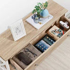 Tavolo Consolle Industriale in Legno Grigio / Rovere Chiaro / Marrone Rustico / Tortora con Cassetto e 2 Ripiani, Montaggio da 1 Persona