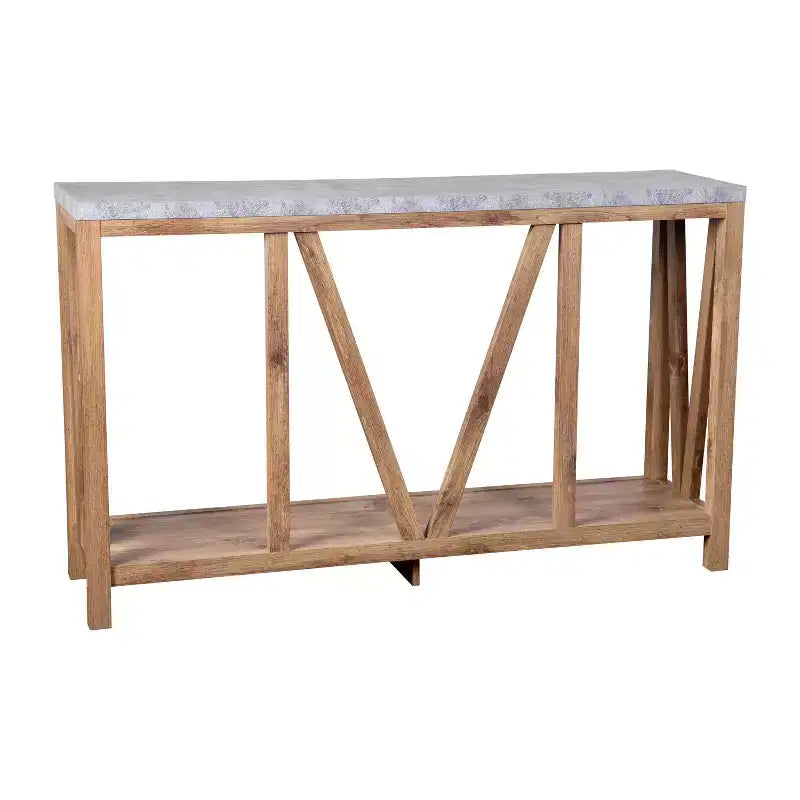 Consolle da ingresso a 2 ripiani in stile rustico, colore nero/noce, montaggio da 1 persona
