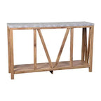 Consolle da ingresso a 2 ripiani in stile rustico, colore nero/noce, montaggio da 1 persona