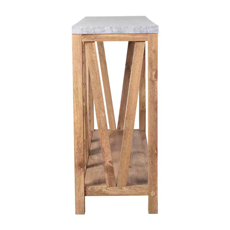Consolle da ingresso a 2 ripiani in stile rustico, colore nero/noce, montaggio da 1 persona