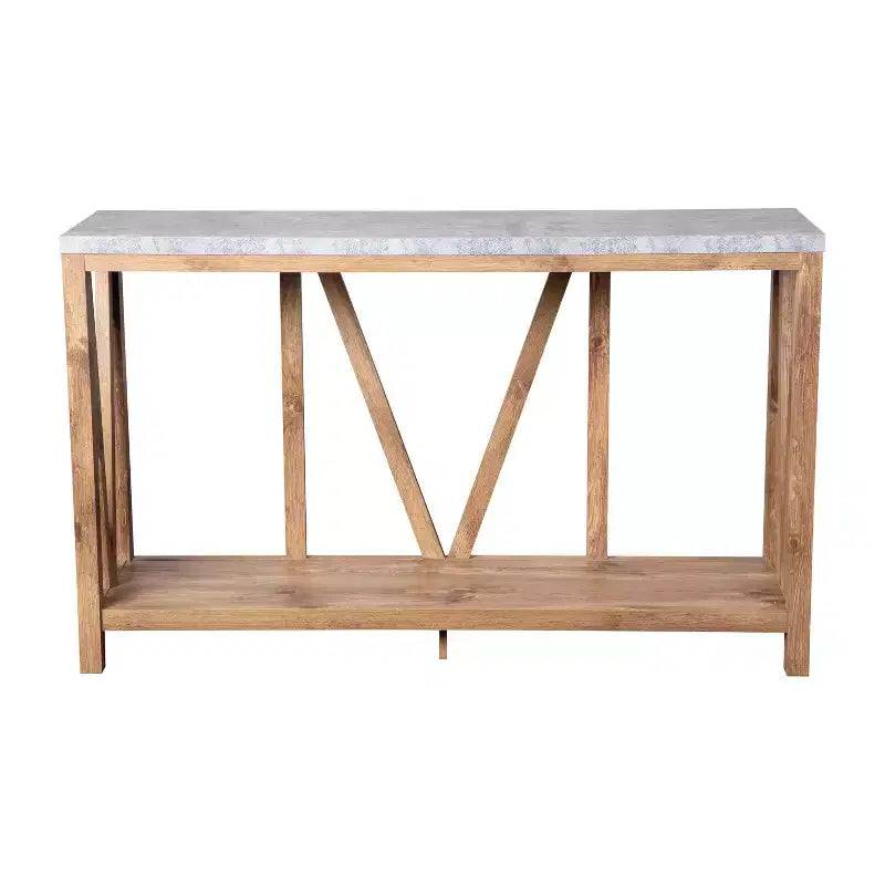 Consolle da ingresso a 2 ripiani in stile rustico, colore nero/noce, montaggio da 1 persona