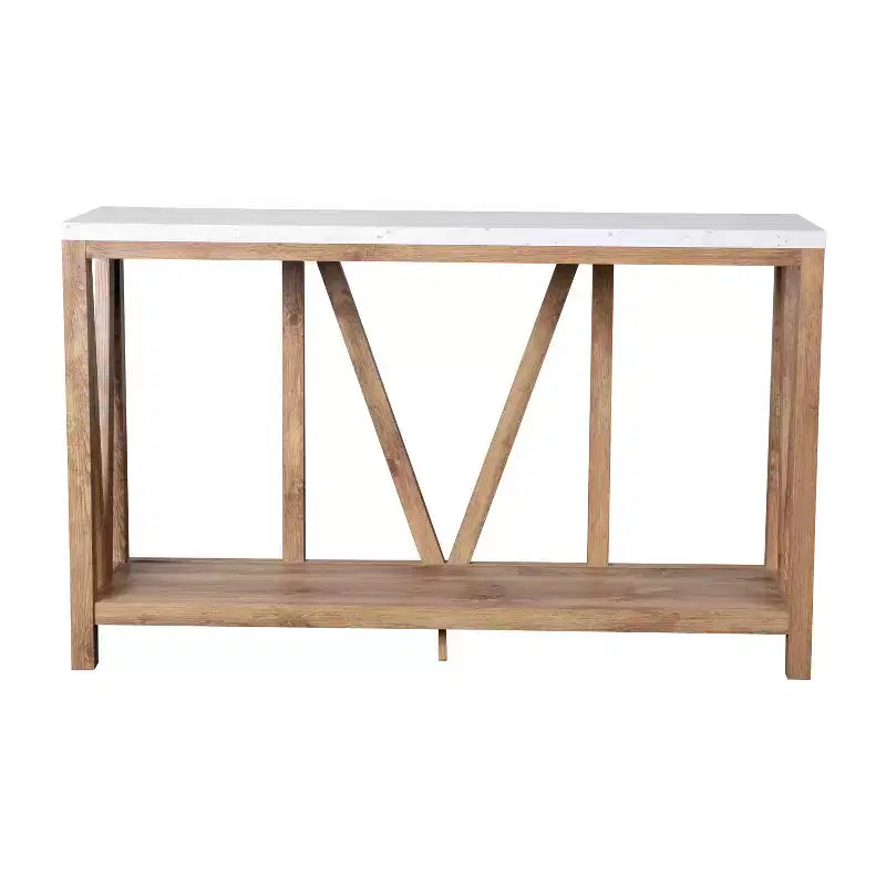Consolle da ingresso a 2 ripiani in stile rustico, colore nero/noce, montaggio da 1 persona