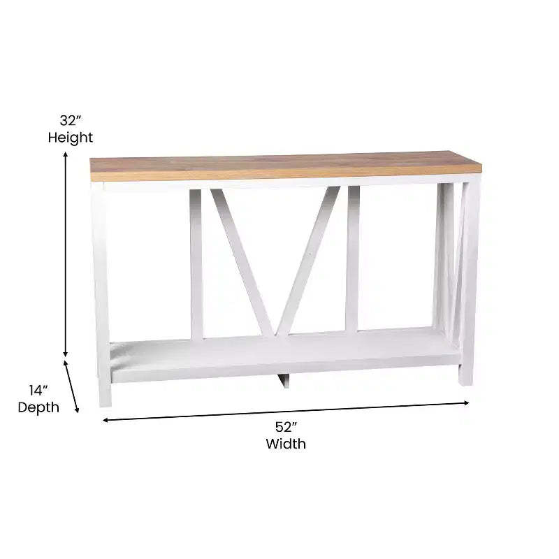 Consolle da ingresso a 2 ripiani in stile rustico, colore nero/noce, montaggio da 1 persona