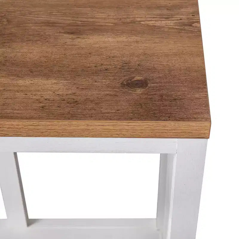 Consolle da ingresso a 2 ripiani in stile rustico, colore nero/noce, montaggio da 1 persona