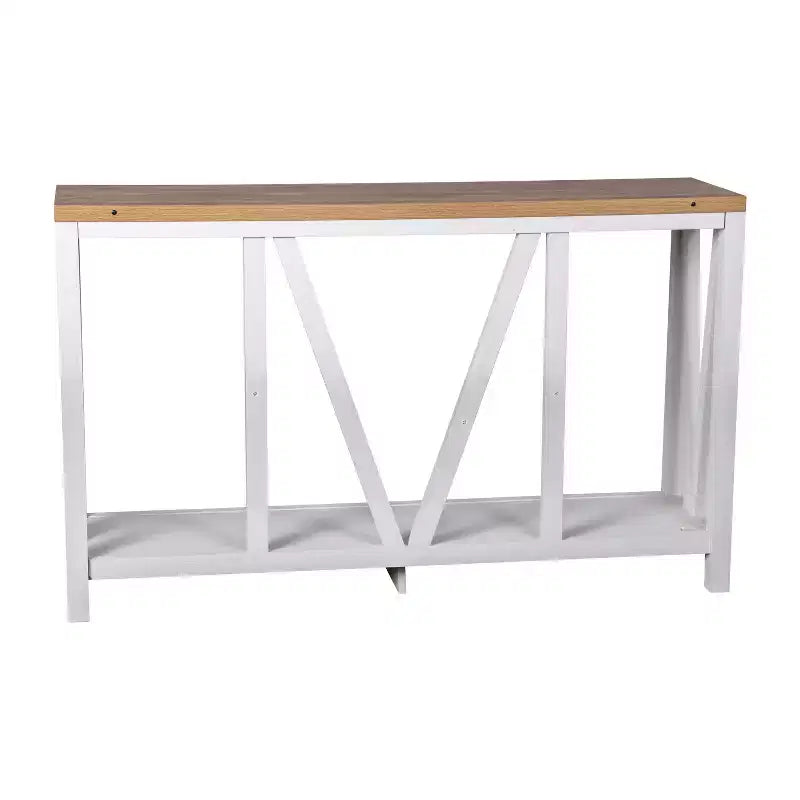 Consolle da ingresso a 2 ripiani in stile rustico, colore nero/noce, montaggio da 1 persona
