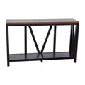Consolle da ingresso a 2 ripiani in stile rustico, colore nero/noce, montaggio da 1 persona