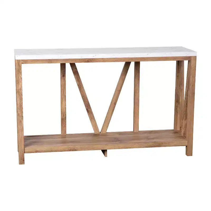 Consolle da ingresso a 2 ripiani in stile rustico, colore nero/noce, montaggio da 1 persona