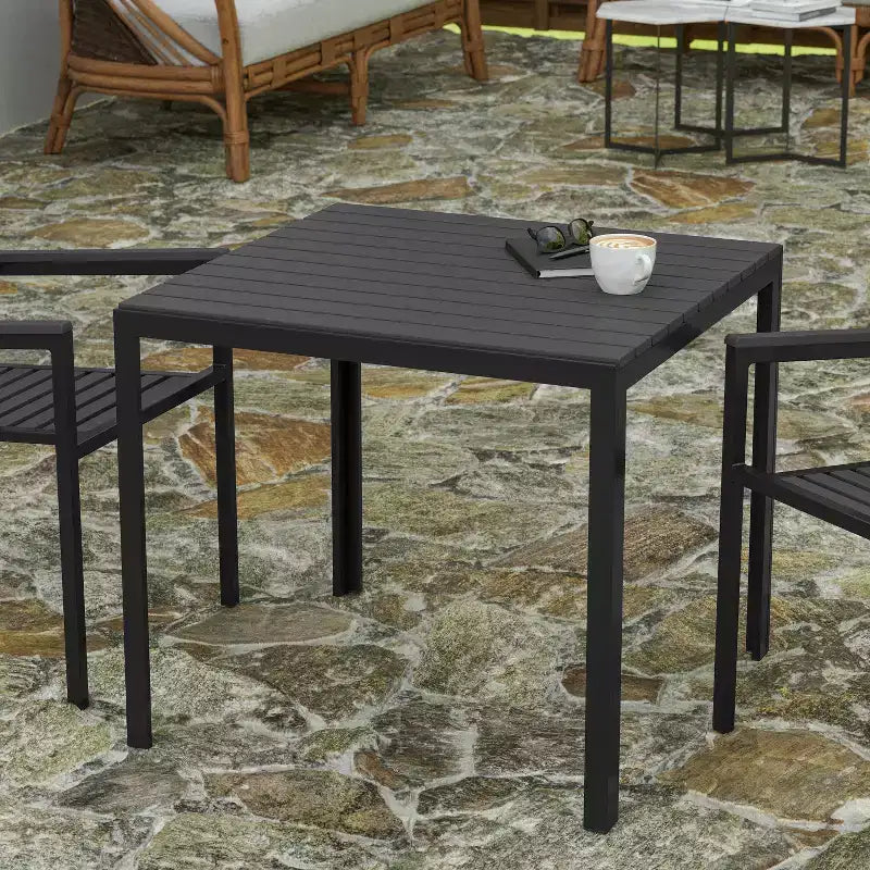 Tavolo da pranzo quadrato nero da esterno per 4 persone
