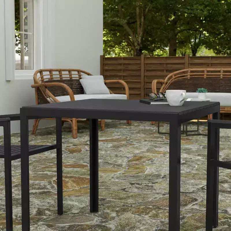 Tavolo da pranzo quadrato nero da esterno per 4 persone