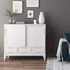 Mobile Contenitore Mid-Century Noce Marrone / Bianco, 2 Ante 3 Cassetti