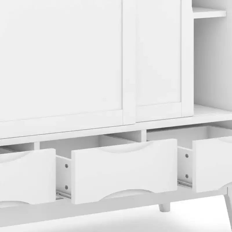 Mobile Contenitore Mid-Century Noce Marrone / Bianco, 2 Ante 3 Cassetti