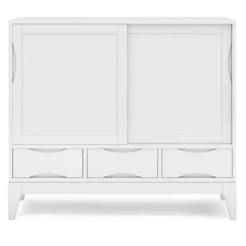 Mobile Contenitore Mid-Century Noce Marrone / Bianco, 2 Ante 3 Cassetti