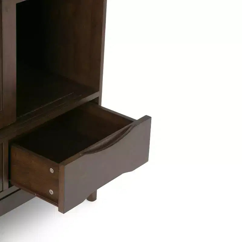 Mobile Contenitore Mid-Century Noce Marrone / Bianco, 2 Ante 3 Cassetti