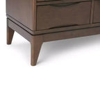 Mobile Contenitore Mid-Century Noce Marrone / Bianco, 2 Ante 3 Cassetti